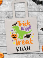 Personalized Dinosaur Trick or Treat Tote Bag