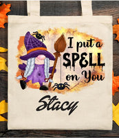 Personalized Gnome Trick or Treat Tote Bag
