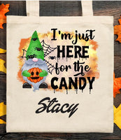 Personalized Gnome Trick or Treat Tote Bag
