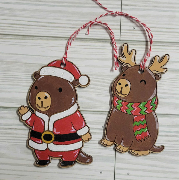 Capybara Santa and Rudolph Capybara Ornament Craft Kit