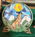 Faux Stained Glass Wolf Wood Craft Kit