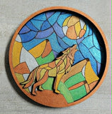 Faux Stained Glass Wolf Wood Craft Kit
