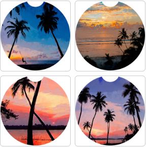 Palm Beach Sunset Car Coasters