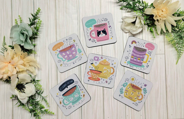 "Morning Tea" 6 piece Coaster Set