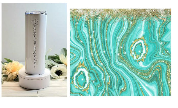 Teal Agate Stone Custom 20oz Skinny Tumblers