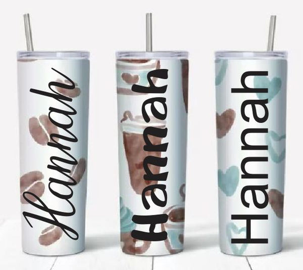 Watercolor Coffee 20oz Skinny tumblers